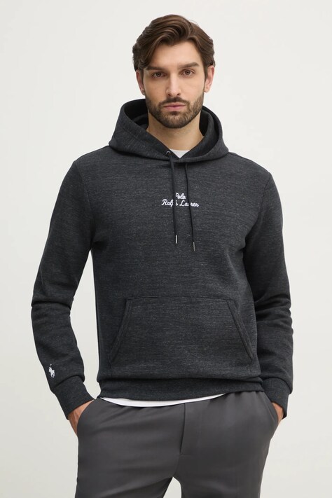 Mikina Polo Ralph Lauren pánská, černá barva, s kapucí, s aplikací, 710936586