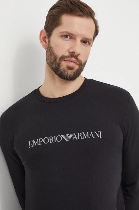 Кофта лаунж Emporio Armani Underwear цвет чёрный с принтом 111785 4R571