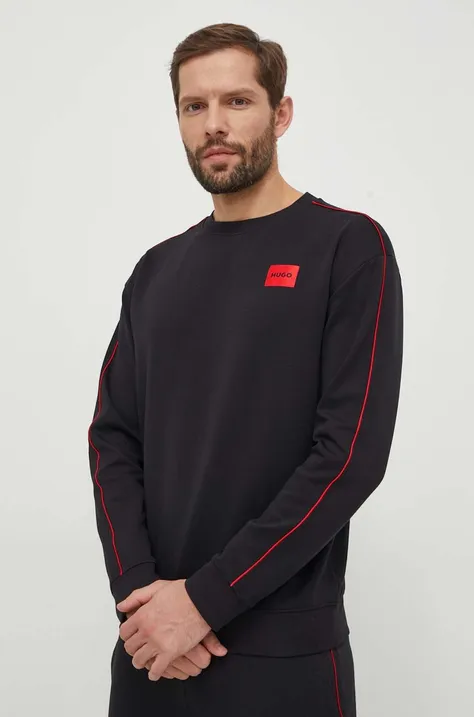 HUGO bluza męska kolor czarny z aplikacją