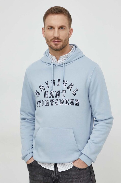 Gant felpa uomo colore blu con cappuccio
