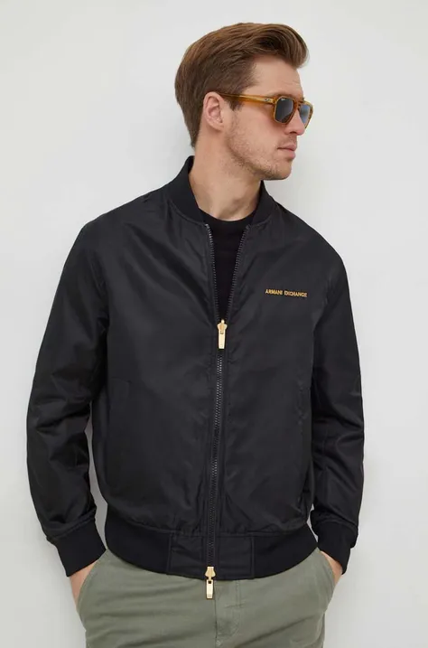 Двусторонняя куртка-бомбер Armani Exchange мужская цвет чёрный переходная