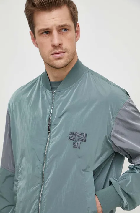 Куртка-бомбер Armani Exchange чоловічий колір зелений перехідна oversize