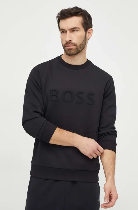 BOSS Green bluză bărbați, culoarea negru, cu imprimeu 50510350