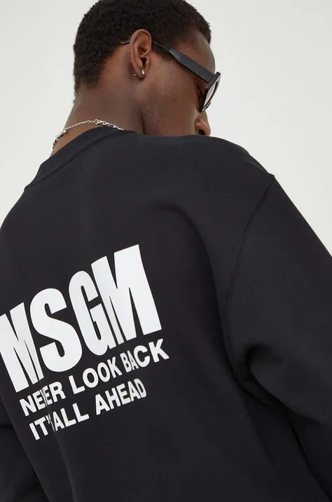 Βαμβακερή μπλούζα MSGM χρώμα: μαύρο