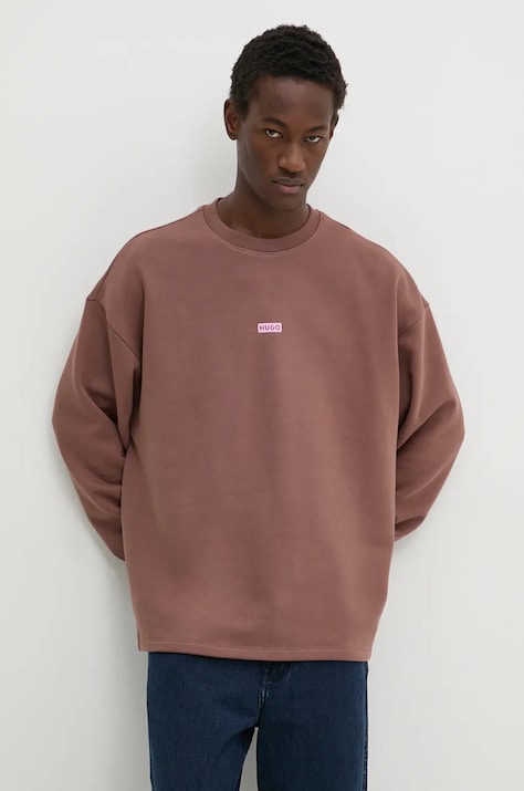 Bombažen pulover Hugo Blue moški, bež barva, 50510732