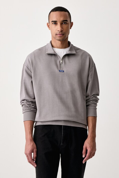 HUGO Blue Bluza męska bawełniana Neeler szara 50522367