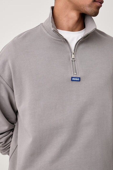 HUGO Blue Bluza męska bawełniana Neeler szara 50522367