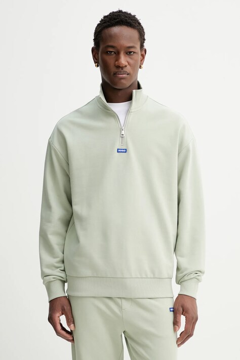 Bombažen pulover Hugo Blue moški, črna barva