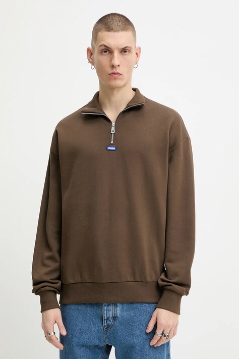 Хлопковая кофта Hugo Blue цвет чёрный однотонная