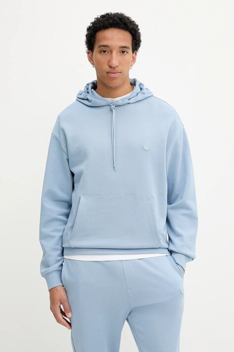 Hugo Blue felpa in cotone uomo colore nero con cappuccio con applicazione 50522381
