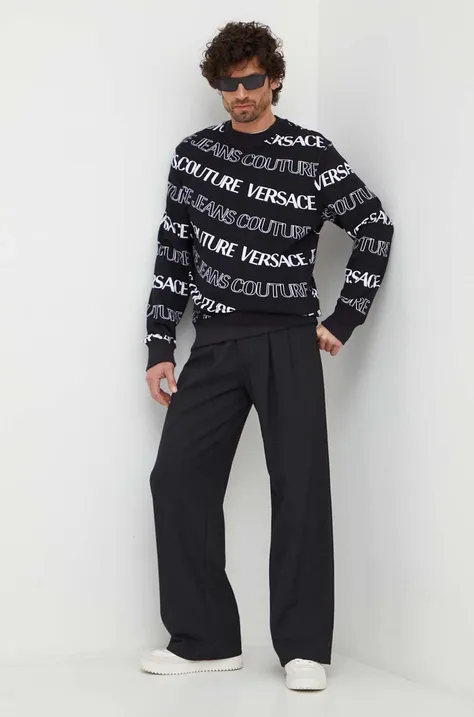 Versace Jeans Couture bluza bawełniana męska kolor czarny wzorzysta