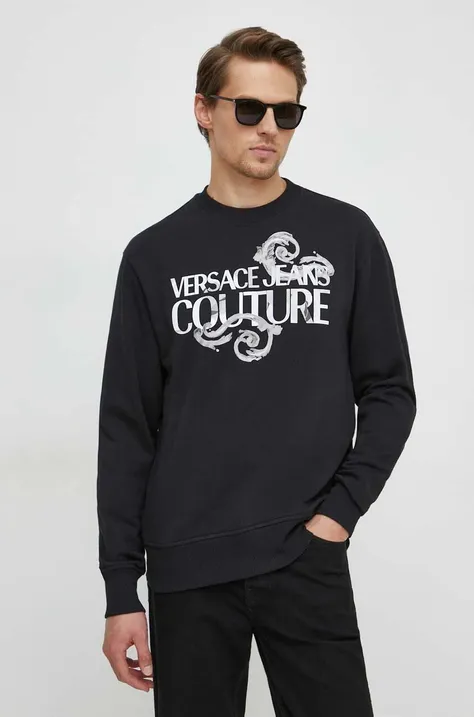 Bombažen pulover Versace Jeans Couture moška, črna barva