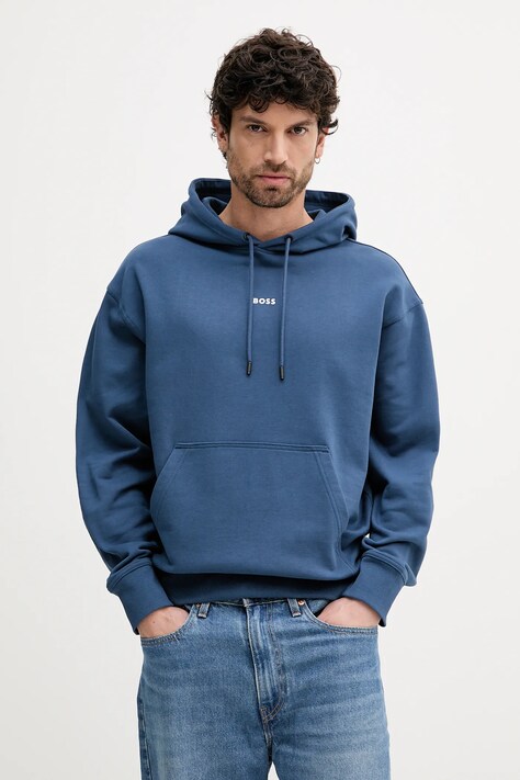 BOSS Orange felpa in cotone colore marrone con cappuccio