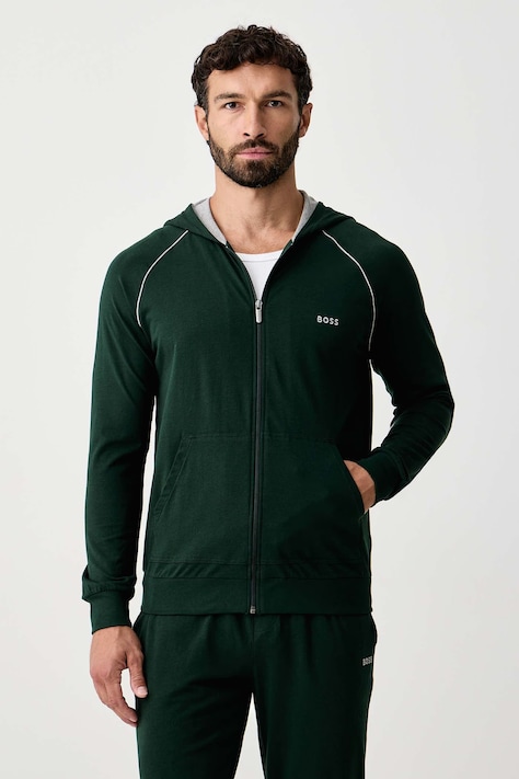 BOSS Суичър с цип и качулка мъжки от памук с еластан Mix&Match Jacket H зелен 50515313
