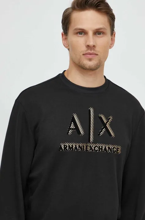 Кофта Armani Exchange мужская цвет чёрный с принтом