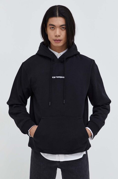 Хлопковая кофта The Kooples мужская цвет чёрный с капюшоном с принтом