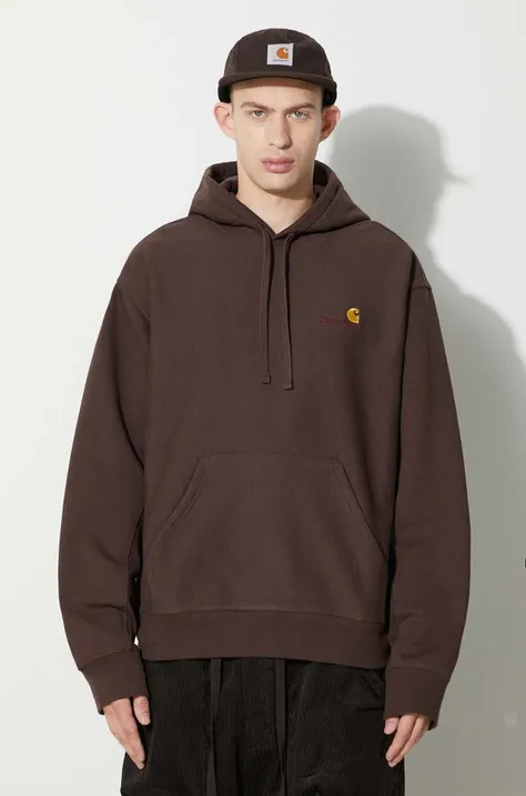 Carhartt WIP sweatshirt Hooded American Script Sweat men's brown color I028279.47XX