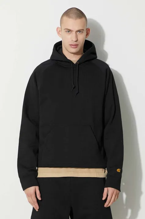 Carhartt WIP bluza Hooded Chase Sweat męska kolor czarny z kapturem gładka I033661.00FXX