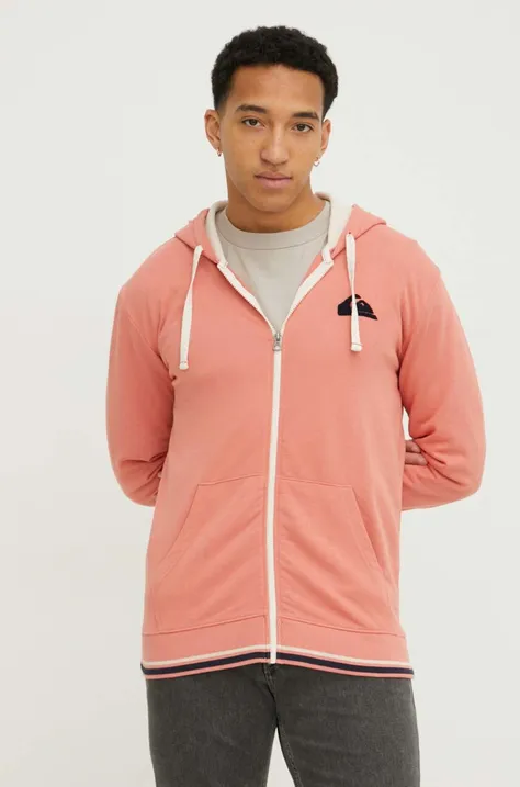Quiksilver bluza męska kolor różowy z kapturem z aplikacją