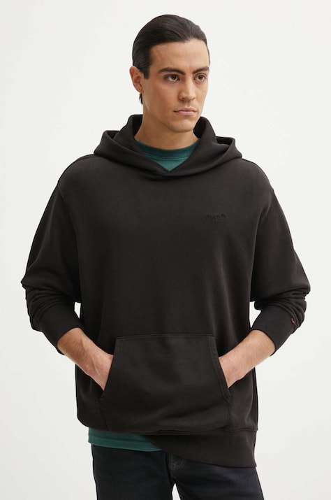 Levi's bluza barbati, culoarea negru, cu glugă, neted