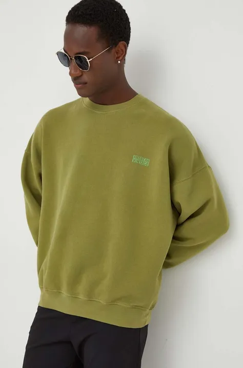 American Vintage bluza SWEAT ML COL ROND męska kolor zielony z nadrukiem MIZU03EE24