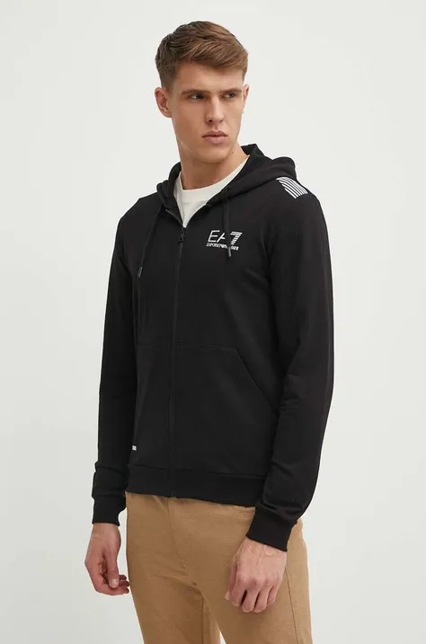 Pulover EA7 Emporio Armani moška, črna barva, s kapuco