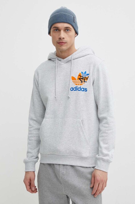 adidas Originals felpa in cotone uomo colore grigio con cappuccio  IS2913