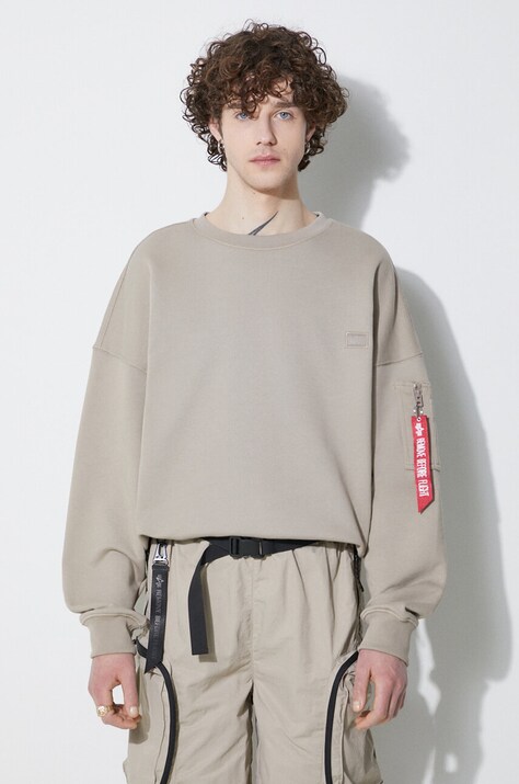 Alpha Industries bluza Essentials RL męska kolor beżowy gładka 146303