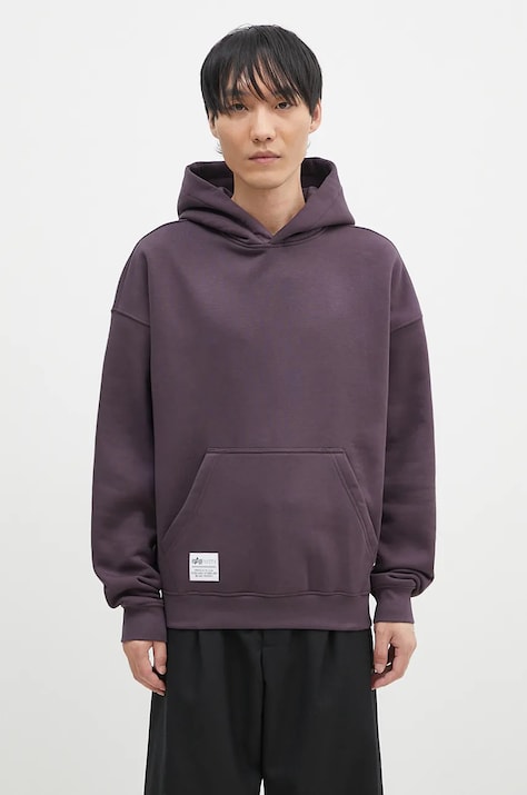 Alpha Industries bluza Logo BP Hoody męska kolor fioletowy z kapturem z nadrukiem 146336