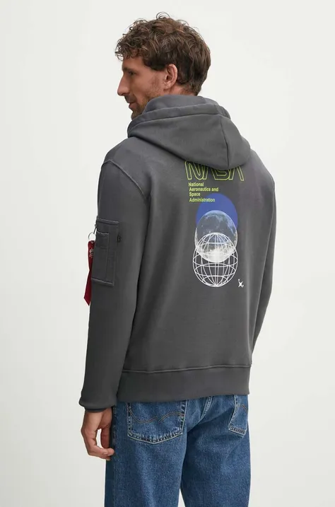 Alpha Industries sweatshirt NASA Orbit Hoody men's gray color 146339