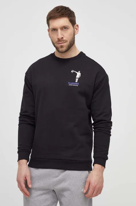 Hummel bluza bawełniana męska kolor czarny z nadrukiem