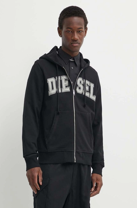 Diesel felpa S-GINN-HOOD-ZIP-K12 uomo colore nero con cappuccio A12520.0HAYT