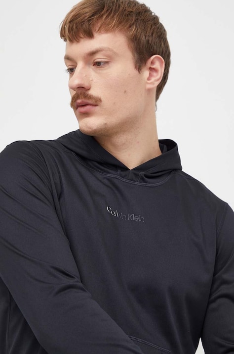 Μπλούζα Calvin Klein Performance χρώμα: μαύρο, με κουκούλα
