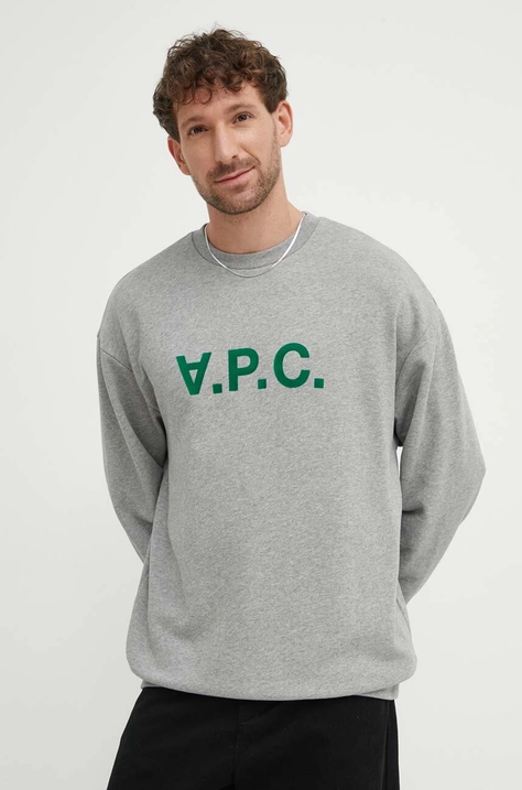 Bombažen pulover A.P.C. Sweat Eliot moški, siva barva, COFDX.H27836.PLB