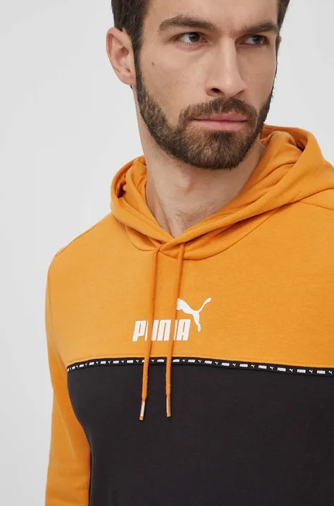Кофта Puma чоловіча колір помаранчевий з капюшоном з принтом 675173