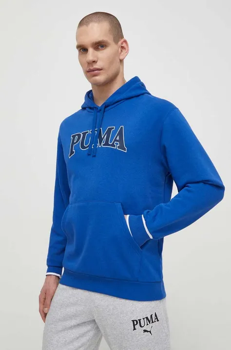 Puma bluza SQUAD męska kolor niebieski z kapturem z nadrukiem 678969