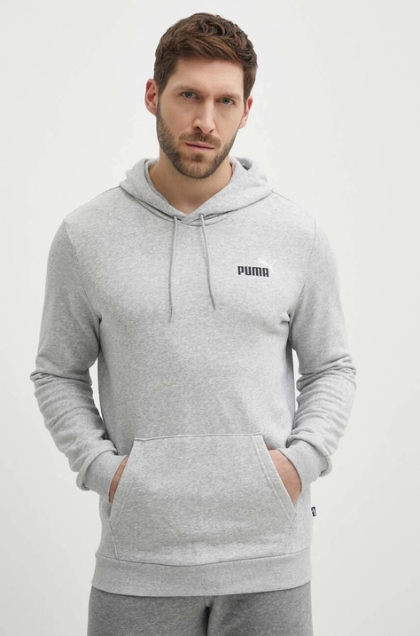 Puma bluză bărbați, culoarea gri, cu glugă, imprimeu, 680990