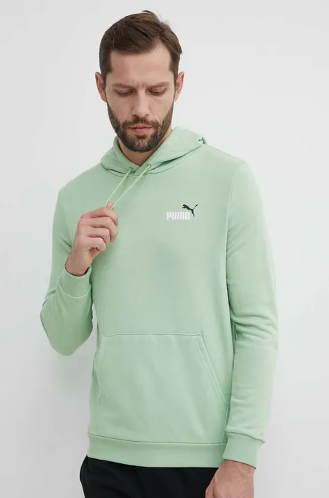 Puma bluza męska kolor zielony z kapturem z nadrukiem 680990