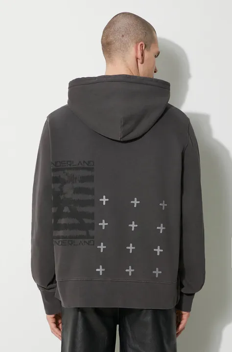 KSUBI hanorac de bumbac portal kash hoodie bărbați, culoarea gri, cu glugă, cu imprimeu, MPS24FL011