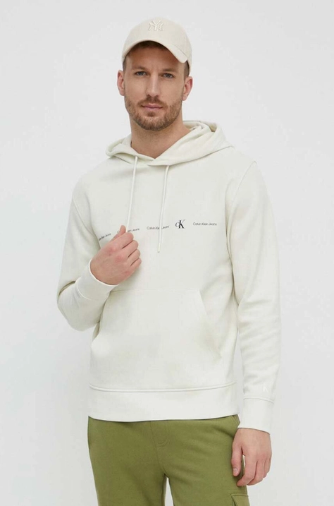 Calvin Klein Jeans felpa uomo colore beige con cappuccio