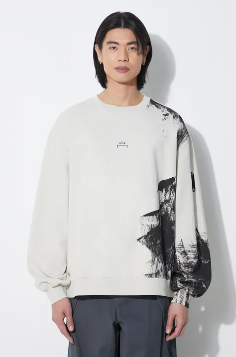 Памучен суичър A-COLD-WALL* Brushstroke Crewneck в бежово с принт ACWMW184