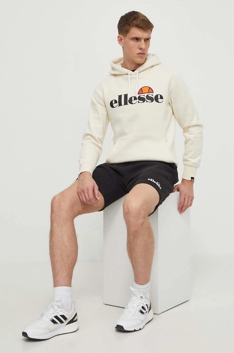 Dukserica Ellesse SL Gottero OH Hoody za muškarce, boja: bež, s kapuljačom, s tiskom, SHV07407