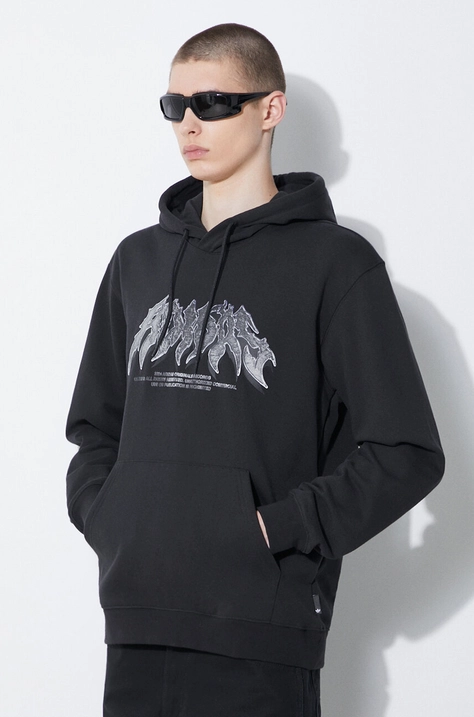 Bavlněná mikina adidas Originals pánská, černá barva, s kapucí, s potiskem, IS0203