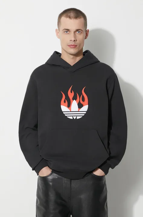 adidas Originals cotton sweatshirt men's black color hooded IS0208