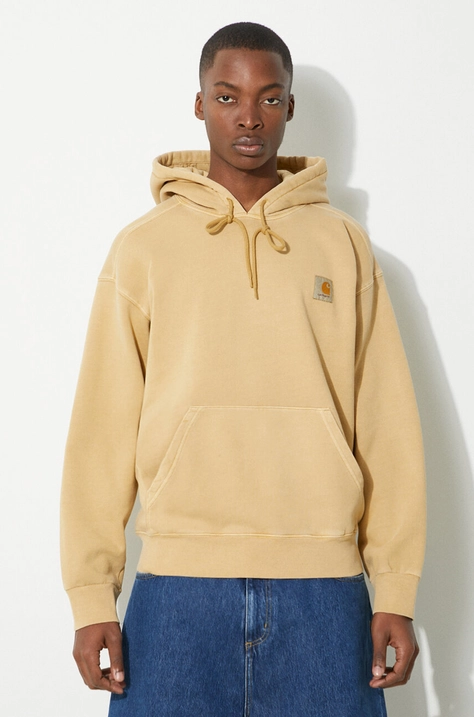 Carhartt WIP cotton sweatshirt Hooded Nelson Sweat men's beige color hooded smooth I029963.1YHGD