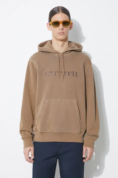 Carhartt WIP cotton hooded sweatshirt Duster Sweat men's brown color hooded I030145.1ZDGD