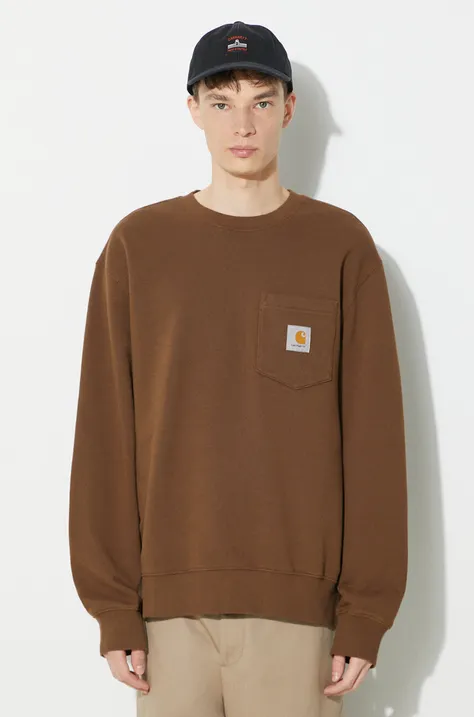Carhartt WIP cotton sweatshirt Pocket Sweat men's brown color I030903.1ZDXX