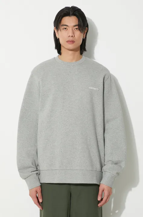 Carhartt WIP sweatshirt Script Embroidery Sweat men's gray color hooded I033657.00DXX