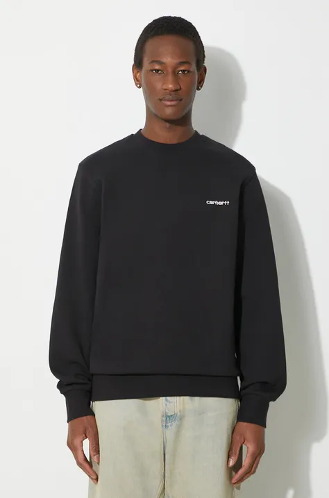 Carhartt WIP sweatshirt Script Embroidery men's black color I033657.0D2XX