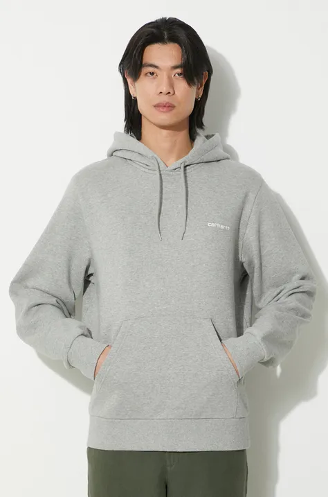Carhartt WIP sweatshirt Hooded Script Embroidery Sweat men's gray color hooded I033658.00DXX